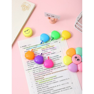 Flower Shape Six-Color Highlighter Pen