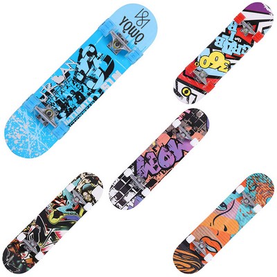 Stable 8" Wide Skateboard with Flash Wheels for Night Riding