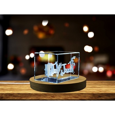 Love for Jazz 3D Engraved Crystal Trophy Award w/LED Base
