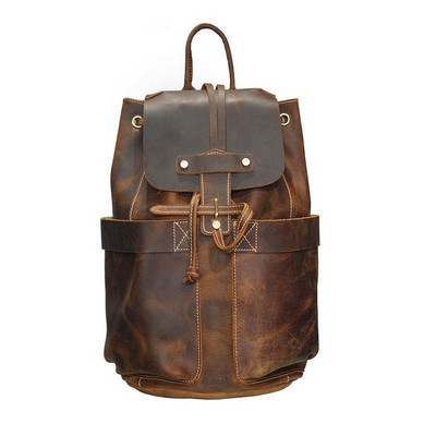 The Olaf Vintage Leather Travel Backpack Rucksack (15"x11"x4")