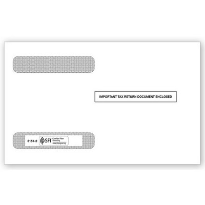 Double-Window Envelopes - for Laser W-2, 4-Up Horizontal, Gummed