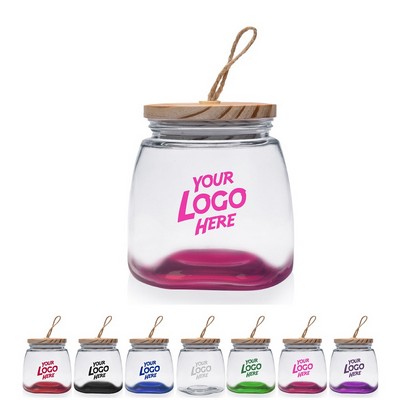 Glass Candy Jars with Suction Wooden Lid 64 oz