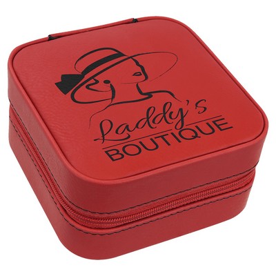 Leatherette Travel Jewelry Box with Black Lining