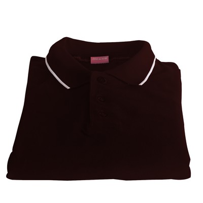 Polo Cotton Airtex Tipped Collar Brown-XS - 5XLT