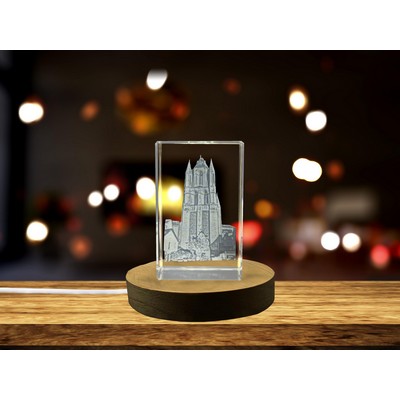 Saint-Aubin Tower 3D Engraved Crystal Trophy Award w/LED Base