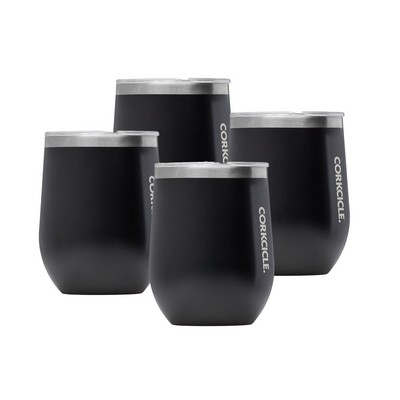 Corkcicle 12 Oz. Stemless Wine Cup - Matte Black, 4 Pack