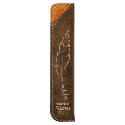 Engraved Pen Case - Single - Rustic/Gold, Leatherette - 6-1/2" x 1"