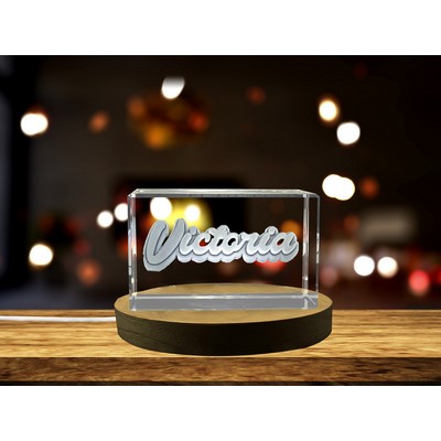 Victoria 3D Engraved Crystal Trophy Award w/LED Base Light