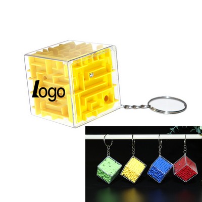 Portable Mini Plastic 3D Cube Maze Puzzle Keychain 1''X1''X1''