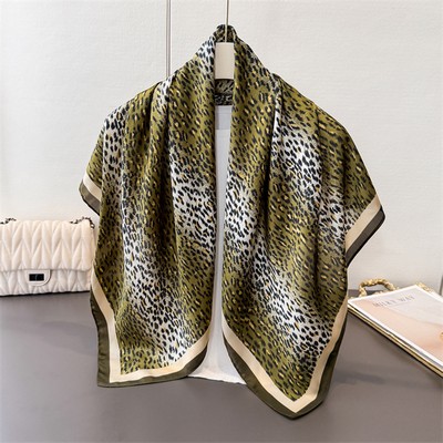Custom 35.5" x 35.5" Polyester Satin Silk Feeling Head Scarf Women's Fashion Square Neck