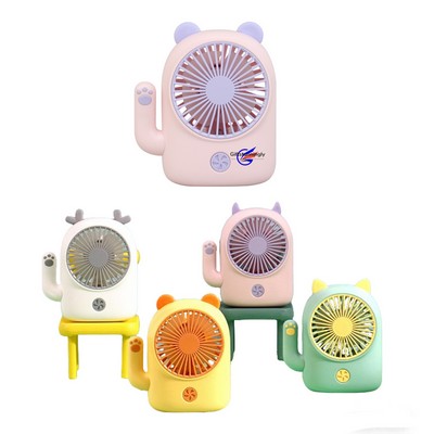 Portable Mini Lucky Cat Fan & Night Light