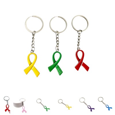 Alloy Enamel Awareness Ribbon Charms Keychain