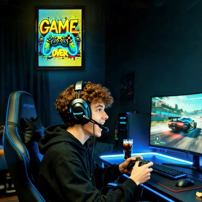 Gamepad Shaped Poster Neon Sign