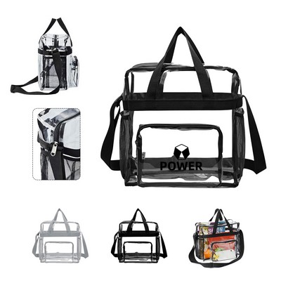Clear PVC Zipper Stadium Bag W/Shoulder Strap 11.8"x11.8"x5"