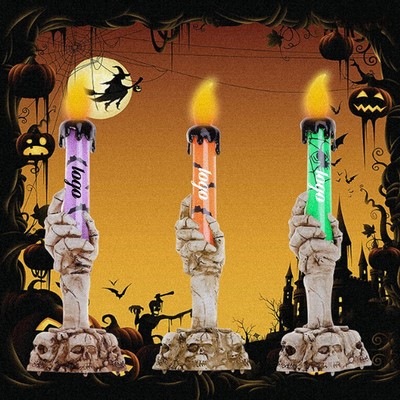 Halloween Flameless Flickering Skull Candle Holder Light