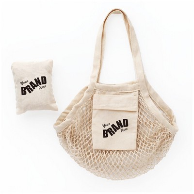 Cotton Net Tote Bag Packed in a Pocket