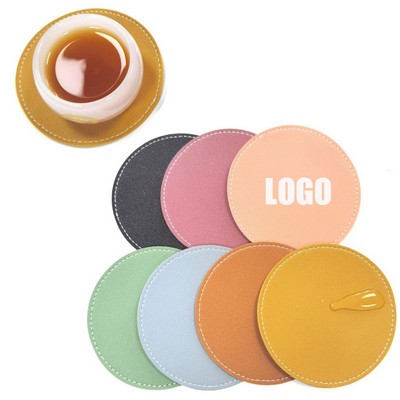 Custom 4" Round Pu Leather Coasters
