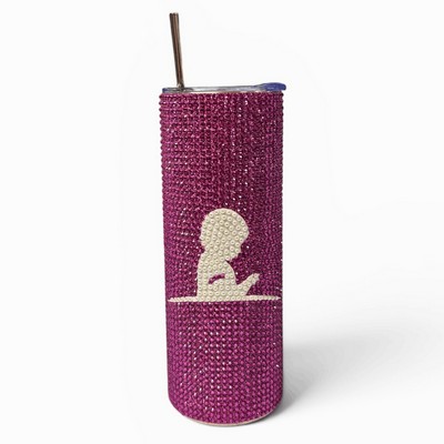 Stainless Steel Glass Stones Skinny Tumbler