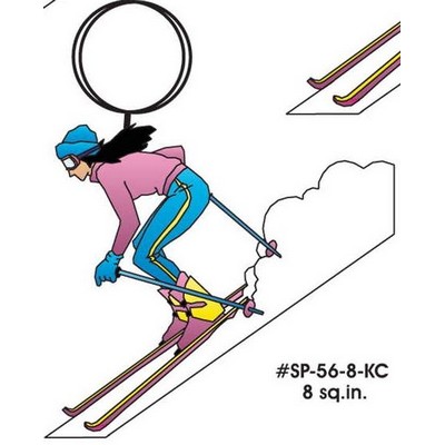 Female Skier Key Chain w/Clear Mirrored Back (8 Square Inch)