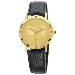 Women's Mirrorcraft Dial Watch with Black Leather Strap