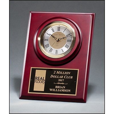 Cherry Finish Clock with Three-Hand Movement Wall Mount or Shelf Stand 9"W X 12"H