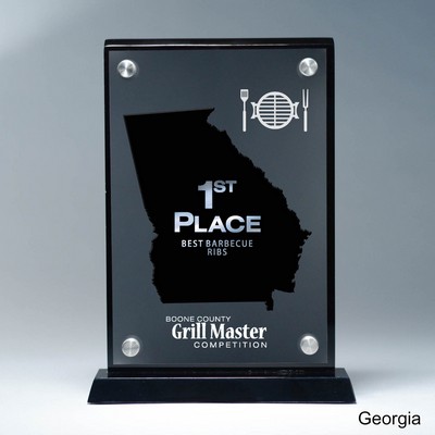 Frosted Lucite GA State Cutout on Risers Award