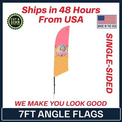 7' Angle Flag - Single Sided w/ Spike Base - Made in the USA