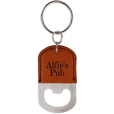 Oval Leatherette Bottle Opener Keychain