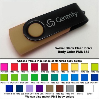 Swivel Black Flash Drive - 512 MB Memory - Body PMS 872