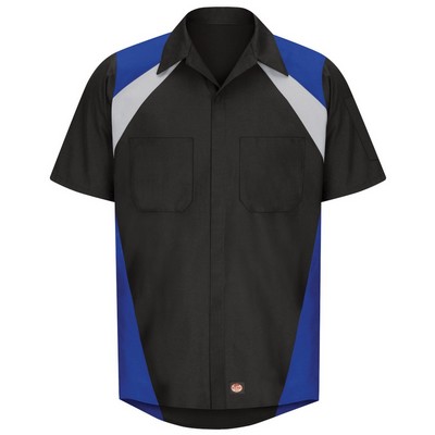 Red Kap Shirts - Men's Short Sleeve Tri-Color Shop Shirt