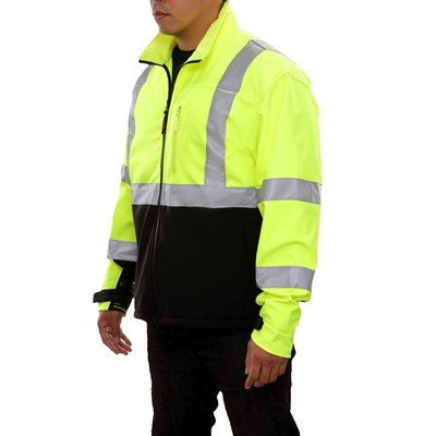 Reflective Apparel™ 2 Tone Soft Shell Athletic Cut Jacket- Fluorescent Lime Green