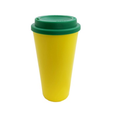 16oz Double Wall Plastic Cup With Flat Lid