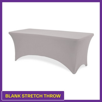 White - 6' Blank (No Imprint) Hemmed Stretch Throw - 4 Sided