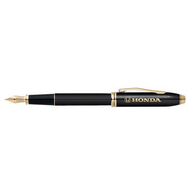 Cross® Townsend® Black Lacquer Fountain Pen With Gold Trim