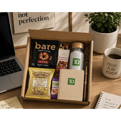 Eco-Friendly Wellness Gift Box with Snacks, Journal & Water