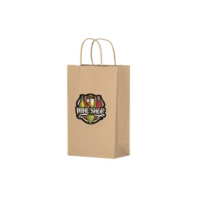 Natural Kraft 2 Bottle Wine Bag with Full Color Digital Print (8 1/4 x 4 3/4 x 13 5/8)