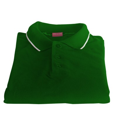 Polo Cotton Airtex Tipped Collar green-XS - 5XLT