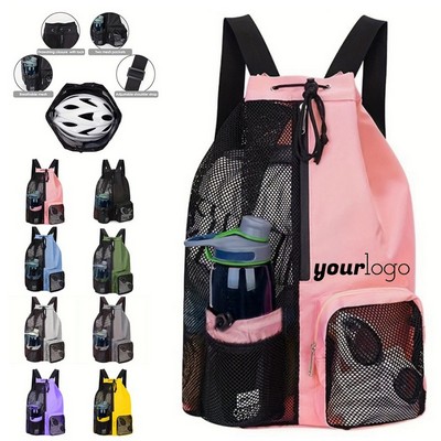 Mesh Drawstring Backpack with Wet Pocket
