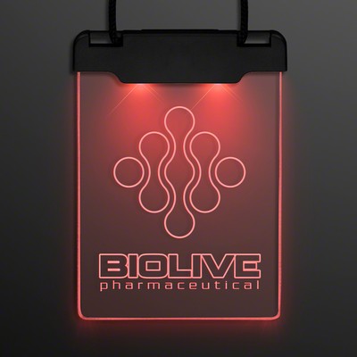 Laser Engraved - Red Space Glow Light Badge Necklace - PRINTED