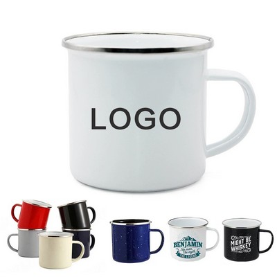 Customized 12oz unbreakable Enamel Coffee mugs Promotional Gift Water Cups