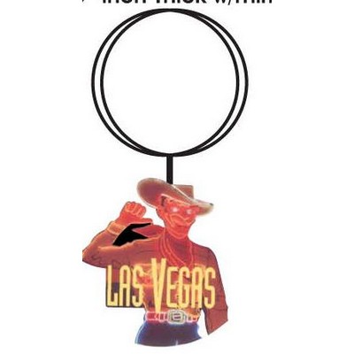 Vegas Vic Neon Cowboy Key Chain w/Clear Mirrored Back (2 Square Inch)