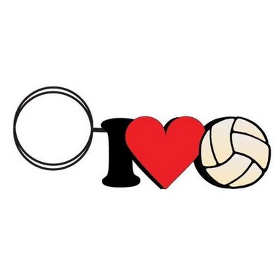 I Love Volleyball Key Chain w/Clear Mirrored Back (3 Square Inch)