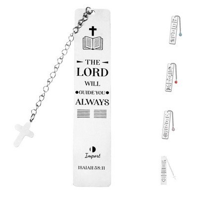 Rectangular Stainless Steel Bookmark With Pendant