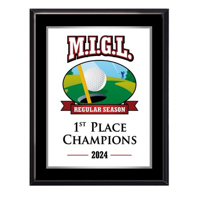 8" x 10" Black Matte Finish Plaque w/Full Color Sublimated Imprint and Back Plate
