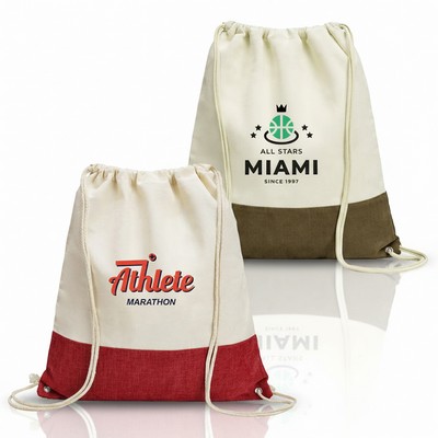 Two Tone Burlap Drawstring Bag