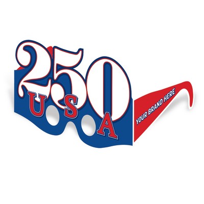 4" h x 16" l 250th Birthday Paper Eyeglasses