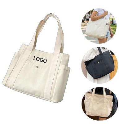 Custom Large Capacity Multi-Pocket Canvas Shoulder Bag