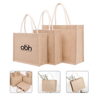 Jute Burlap Tote Bag with Handles