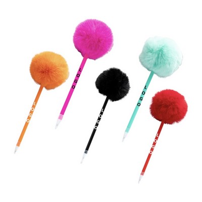 Fluffy Pom Pom Ballpoint Pen – Cute Plush Writing Pen