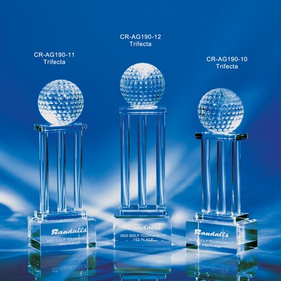 Trifecta Crystal Golf Award 10"H